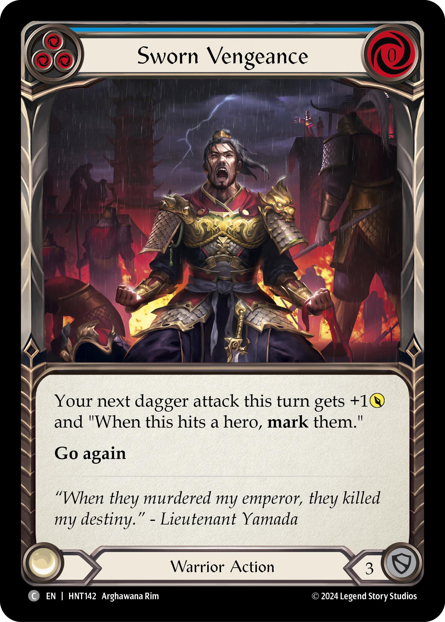 Sworn Vengeance (Blue) [HNT142] (The Hunted)  Rainbow Foil | Shuffle n Cut Hobbies & Games