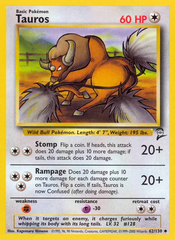 Tauros (62/130) [Base Set 2] | Shuffle n Cut Hobbies & Games