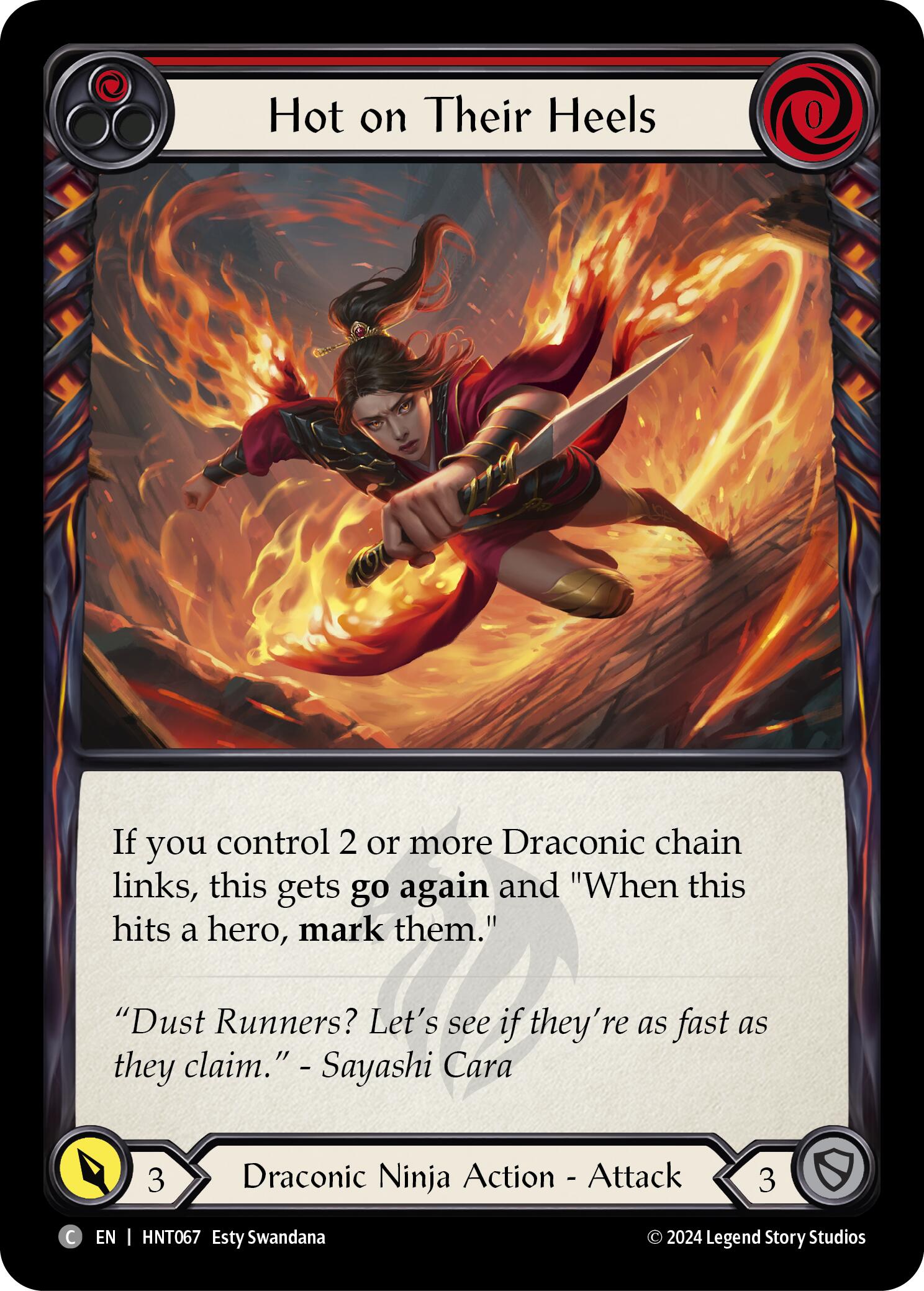 Hot on Their Heels (Red) [HNT067] (The Hunted)  Rainbow Foil | Shuffle n Cut Hobbies & Games