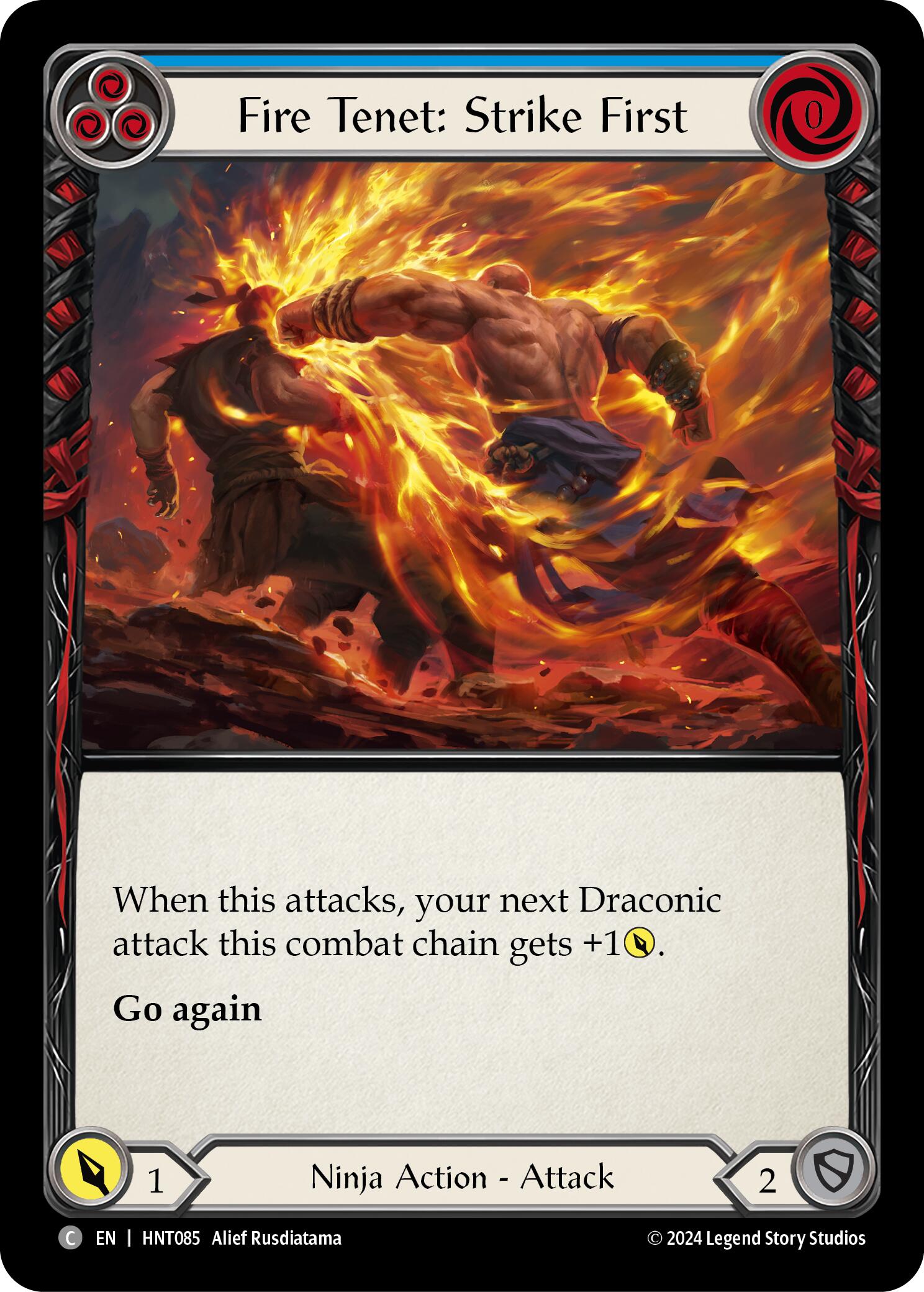 Fire Tenet: Strike First (Blue) [HNT085] (The Hunted)  Rainbow Foil | Shuffle n Cut Hobbies & Games