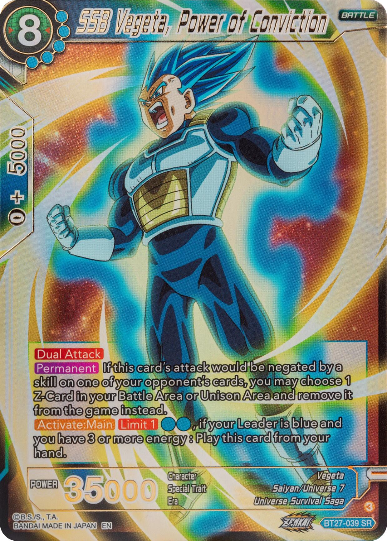 SSB Vegeta, Power of Conviction (BT27-039) [History of Z] | Shuffle n Cut Hobbies & Games