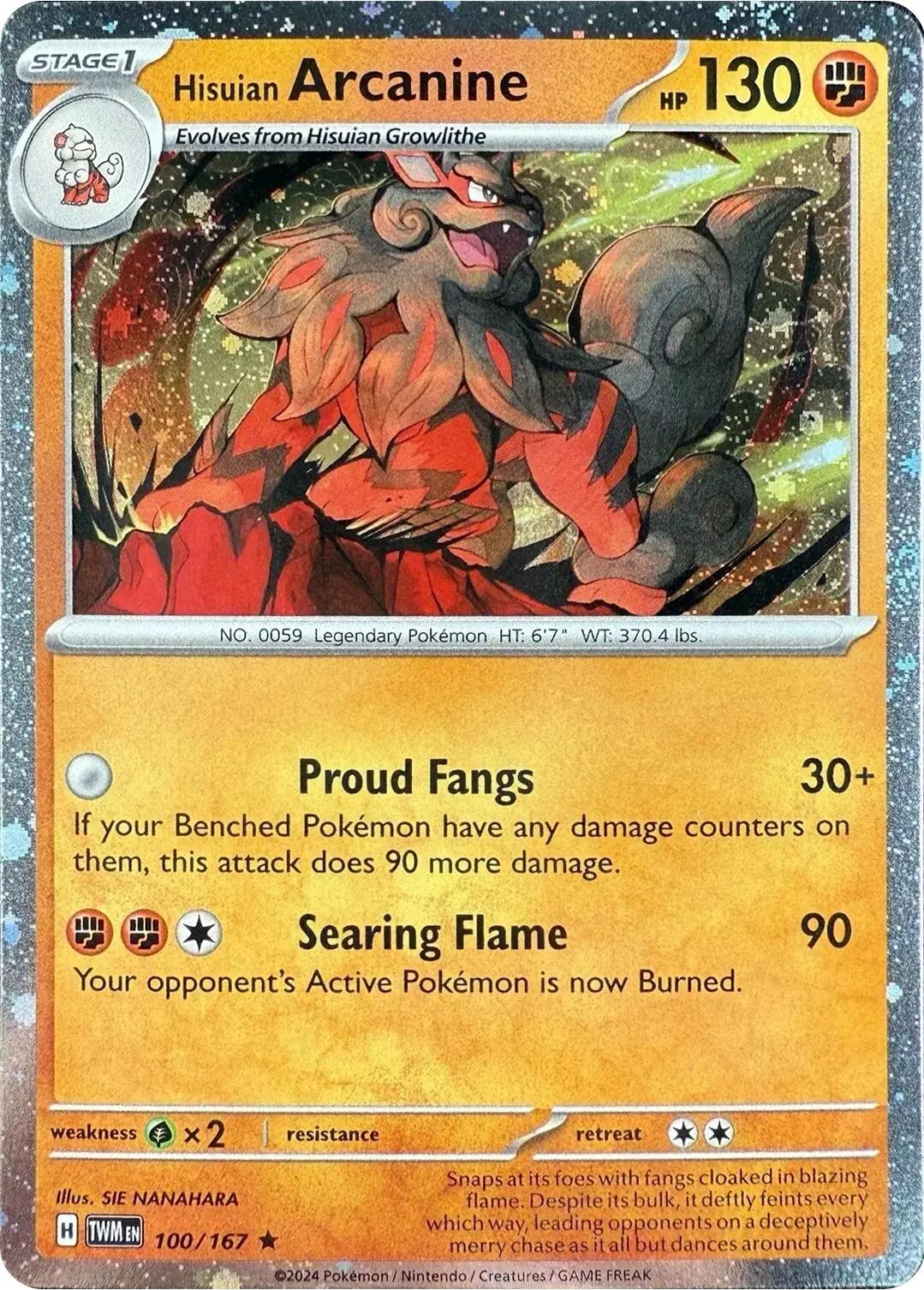Hisuian Arcanine (100/167) (Cosmos Holo) [Scarlet & Violet: Twilight Masquerade] | Shuffle n Cut Hobbies & Games