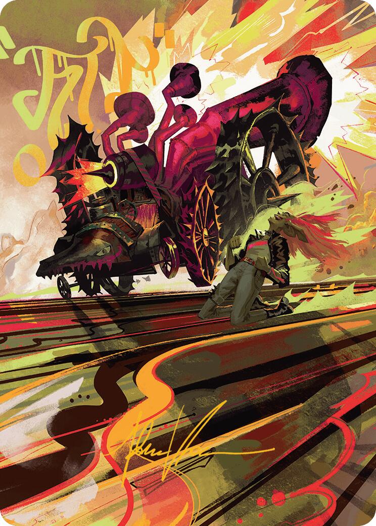 Rocketeer Boostbuggy Art Card (Gold-Stamped Signature) [Aetherdrift Art Series] | Shuffle n Cut Hobbies & Games