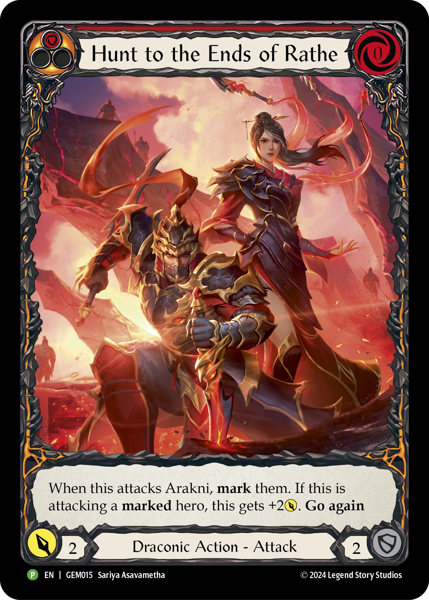 Hunt to the Ends of Rathe (Red) [GEM015] (GEM Pack 1)  Rainbow Foil | Shuffle n Cut Hobbies & Games
