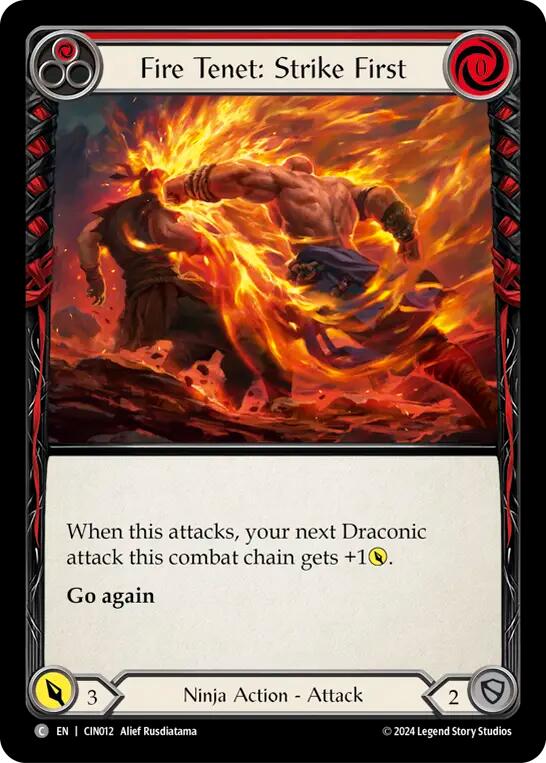 Fire Tenet: Strike First (Red) [CIN012] (The Hunted Cindra Blitz Deck) | Shuffle n Cut Hobbies & Games
