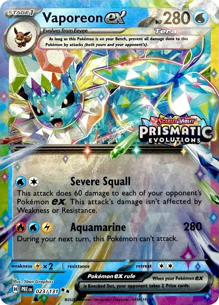 Vaporeon ex (023/131) (Prismatic Evolutions Stamp) [Scarlet & Violet: Prismatic Evolutions] | Shuffle n Cut Hobbies & Games