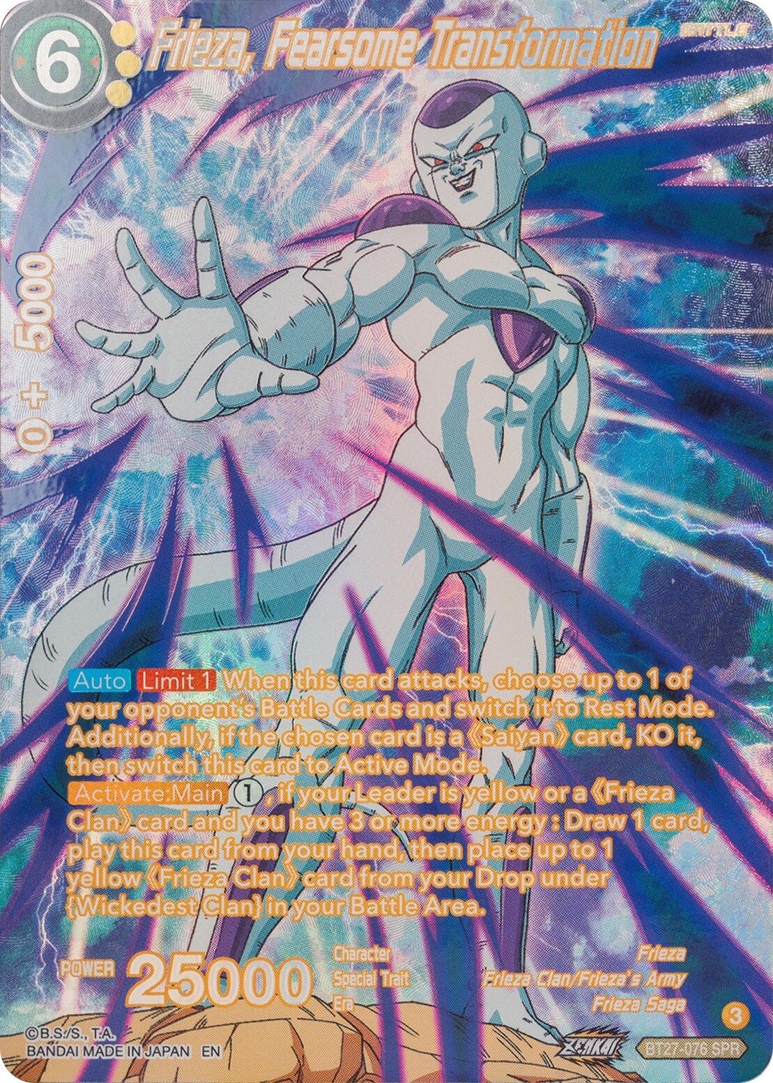 Frieza, Fearsome Transformation (SPR) (BT27-076) [History of Z] | Shuffle n Cut Hobbies & Games