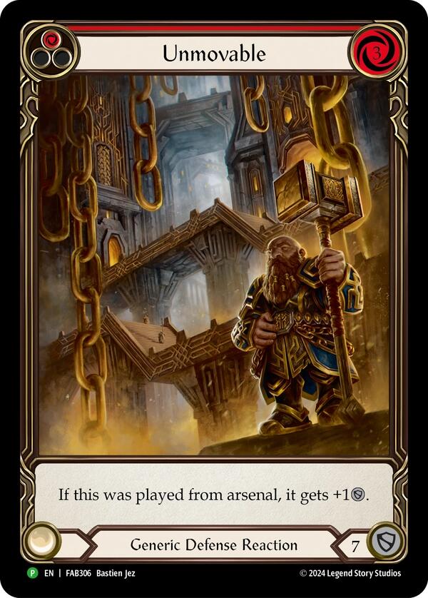 Unmovable (Red) (Extended Art) [FAB306] (Promo)  Rainbow Foil | Shuffle n Cut Hobbies & Games