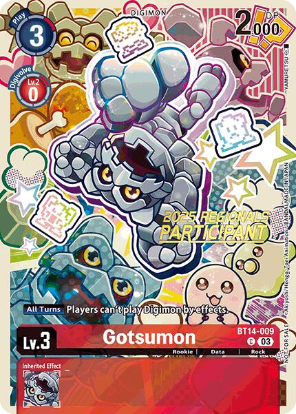 Gotsumon [BT14-009] (2025 Regionals Participant) [Blast Ace Promos] | Shuffle n Cut Hobbies & Games