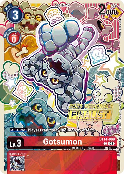 Gotsumon [BT14-009] (2025 Regionals Finalist) [Blast Ace Promos] | Shuffle n Cut Hobbies & Games