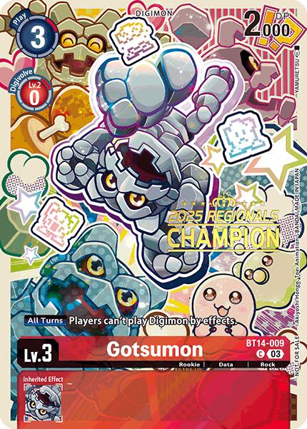 Gotsumon [BT14-009] (2025 Regionals Champion) [Blast Ace Promos] | Shuffle n Cut Hobbies & Games
