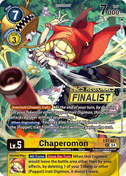 Chaperomon [EX7-027] (2025 Regionals Finalist) [Digimon LIBERATOR Promos] | Shuffle n Cut Hobbies & Games