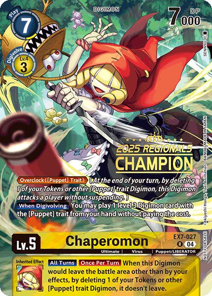Chaperomon [EX7-027] (2025 Regionals Champion) [Digimon LIBERATOR Promos] | Shuffle n Cut Hobbies & Games