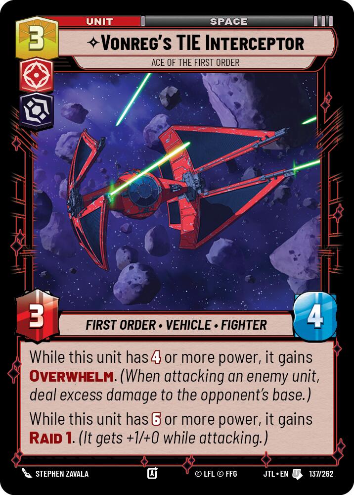 Vonreg's TIE Interceptor - Ace of the First Order (137/262) (137/262) [Jump to Lightspeed] | Shuffle n Cut Hobbies & Games