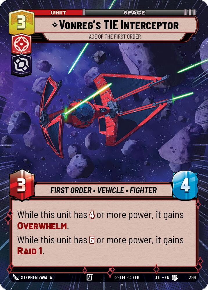 Vonreg's TIE Interceptor - Ace of the First Order (399) (Hyperspace) (399) [Jump to Lightspeed] | Shuffle n Cut Hobbies & Games