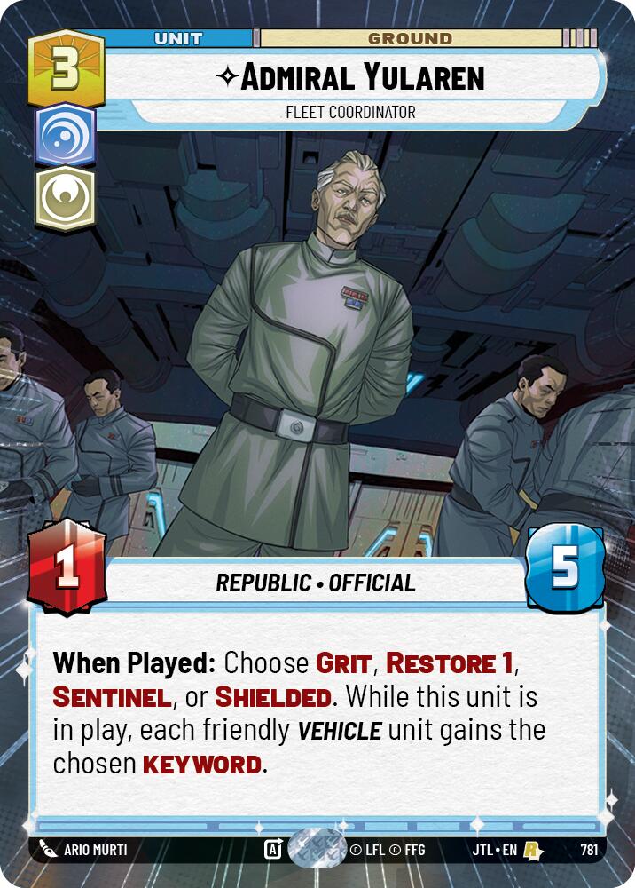 Admiral Yularen - Fleet Coordinator (781) (Hyperspace Foil) (781) [Jump to Lightspeed] | Shuffle n Cut Hobbies & Games