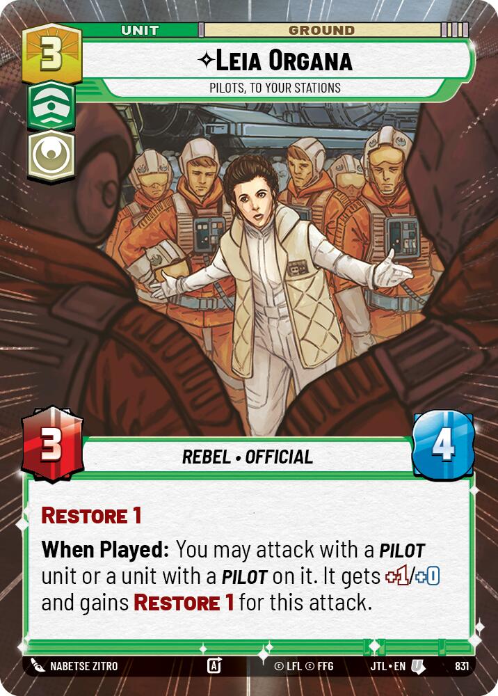 Leia Organa - Pilots, To Your Stations (831) (Hyperspace Foil) (831) [Jump to Lightspeed] | Shuffle n Cut Hobbies & Games