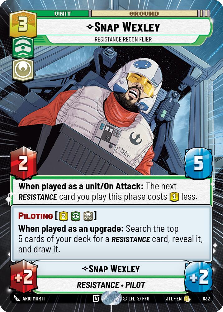 Snap Wexley - Resistance Recon Flier (832) (Hyperspace Foil) (832) [Jump to Lightspeed] | Shuffle n Cut Hobbies & Games