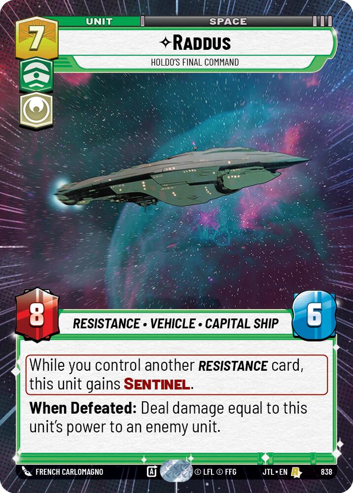 Raddus - Holdo's Final Command (838) (Hyperspace Foil) (838) [Jump to Lightspeed] | Shuffle n Cut Hobbies & Games