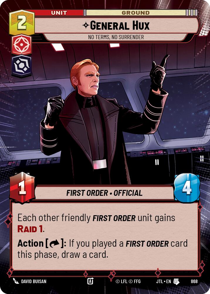 General Hux - No Terms, No Surrender (868) (Hyperspace Foil) (868) [Jump to Lightspeed] | Shuffle n Cut Hobbies & Games