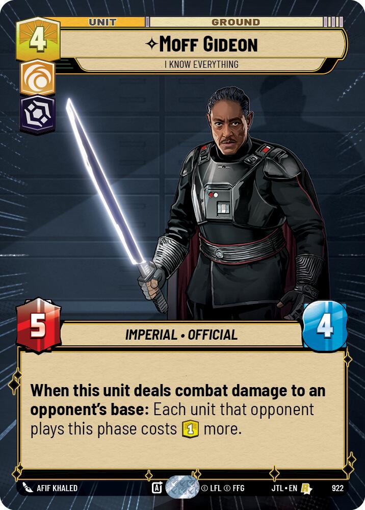 Moff Gideon - I Know Everything (922) (Hyperspace Foil) (922) [Jump to Lightspeed] | Shuffle n Cut Hobbies & Games