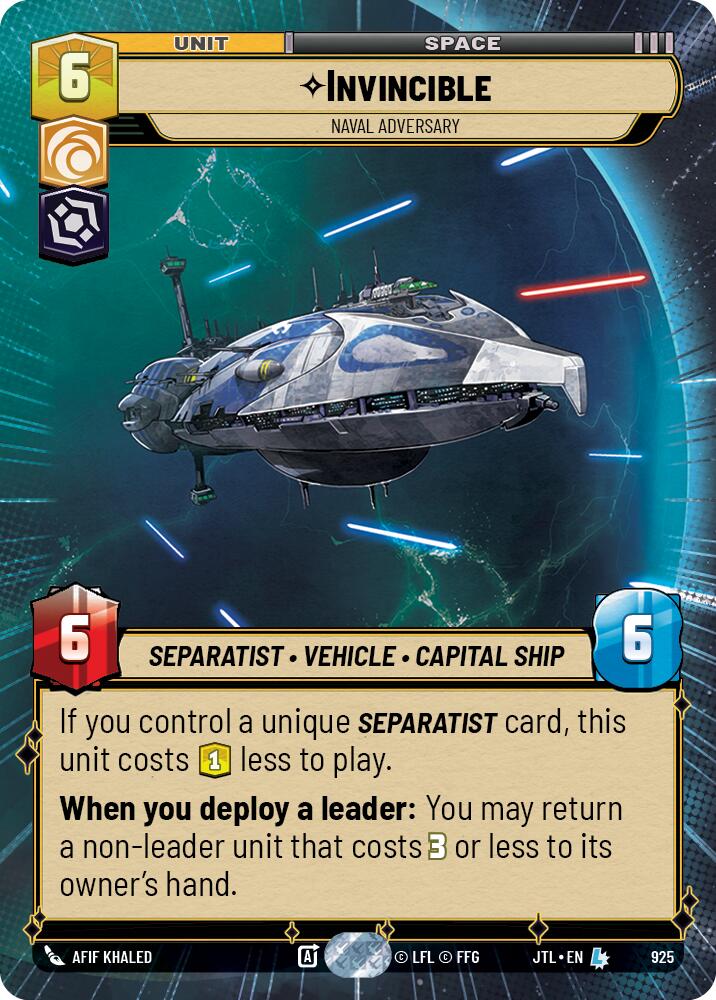 Invincible - Naval Adversary (925) (Hyperspace Foil) (925) [Jump to Lightspeed] | Shuffle n Cut Hobbies & Games
