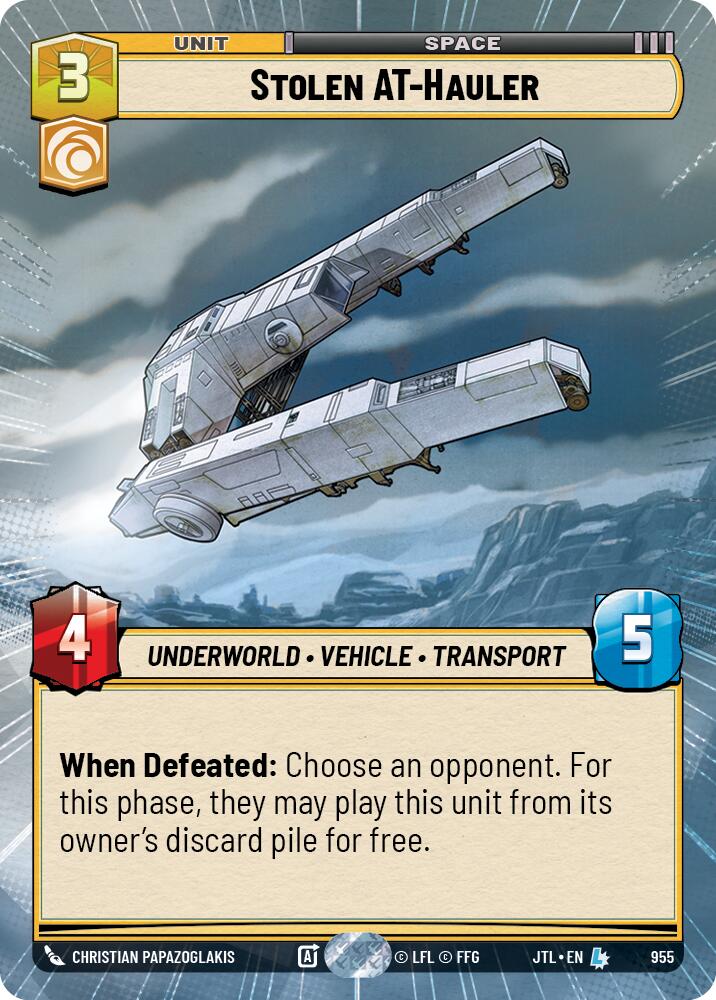 Stolen AT-Hauler (955) (Hyperspace Foil) (955) [Jump to Lightspeed] | Shuffle n Cut Hobbies & Games