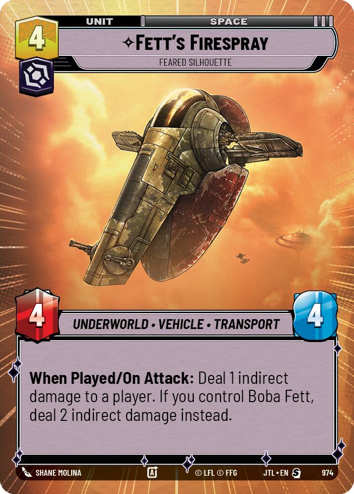 Fett's Firespray - Feared Silhouette (974) (Hyperspace Foil) (974) [Jump to Lightspeed] | Shuffle n Cut Hobbies & Games