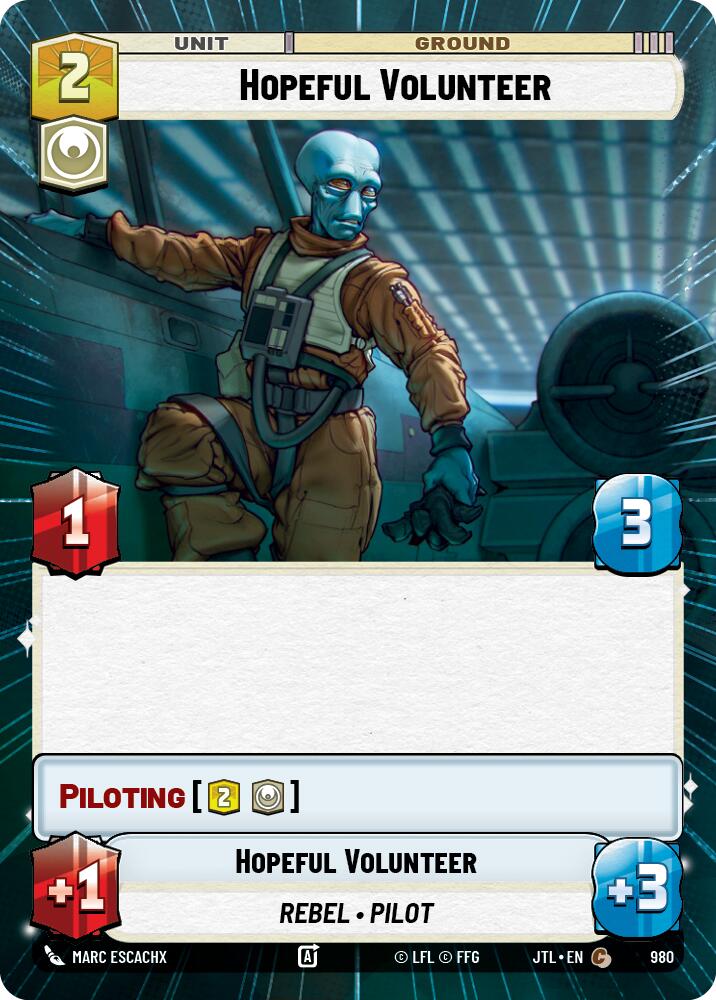Hopeful Volunteer (980) (Hyperspace Foil) (980) [Jump to Lightspeed] | Shuffle n Cut Hobbies & Games