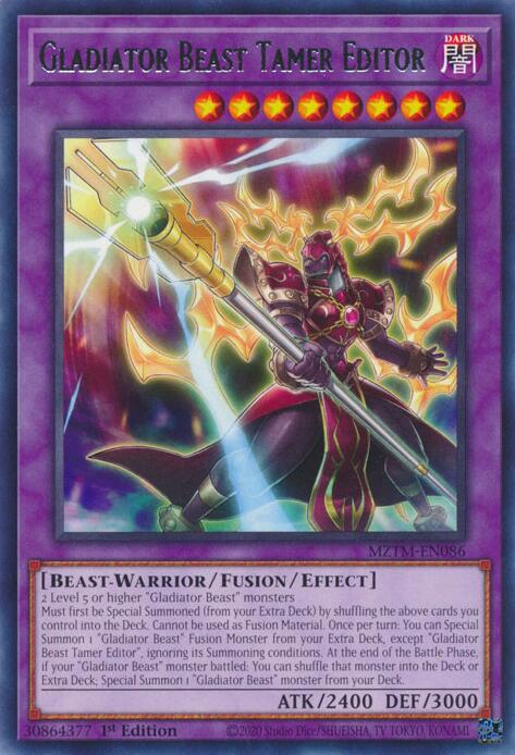 Gladiator Beast Tamer Editor [MZTM-EN086] Rare | Shuffle n Cut Hobbies & Games