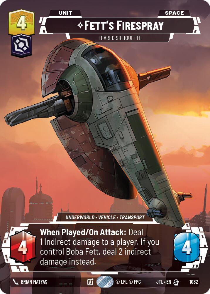 Fett's Firespray - Feared Silhouette (1082) (Prestige Foil) (1082) [Jump to Lightspeed] | Shuffle n Cut Hobbies & Games
