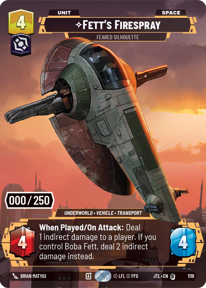 Fett's Firespray - Feared Silhouette (1118) (Serialized) (1118) [Jump to Lightspeed] | Shuffle n Cut Hobbies & Games