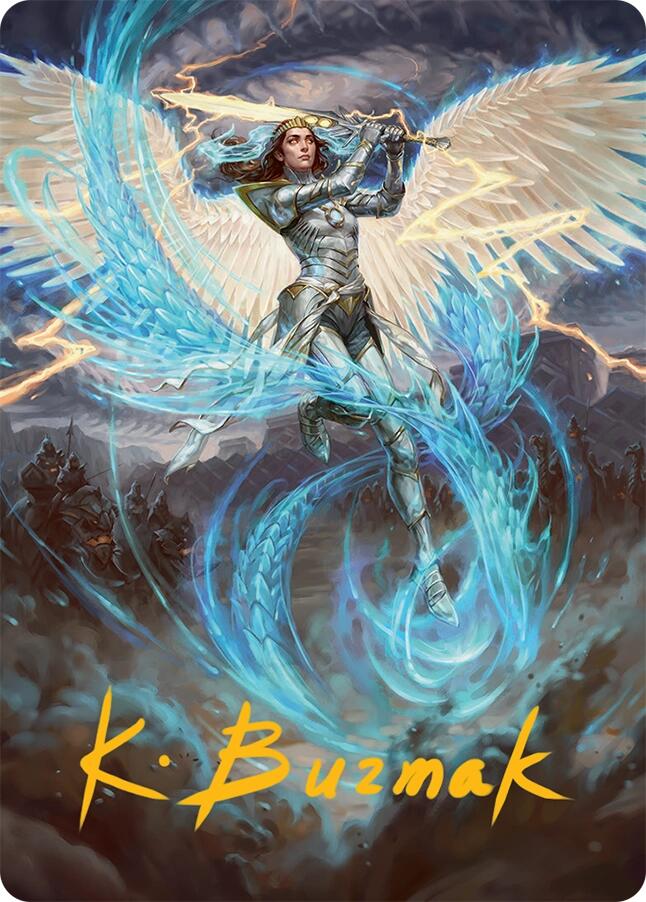 Elspeth, Storm Slayer Art Card (49/54) (Gold-Stamped Signature) [Tarkir: Dragonstorm Art Series] | Shuffle n Cut Hobbies & Games