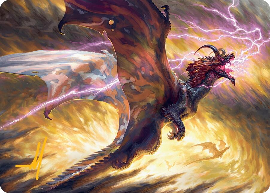 Stormscale Scion Art Card (17/54) (Gold-Stamped Signature) [Tarkir: Dragonstorm Art Series] | Shuffle n Cut Hobbies & Games