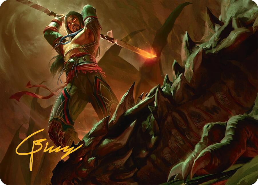 Sarkhan's Resolve Art Card (18/54) (Gold-Stamped Signature) [Tarkir: Dragonstorm Art Series] | Shuffle n Cut Hobbies & Games