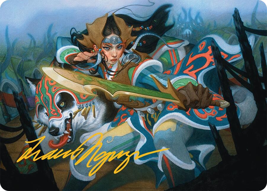 Eshki Dragonclaw Art Card (23/54) (Gold-Stamped Signature) [Tarkir: Dragonstorm Art Series] | Shuffle n Cut Hobbies & Games