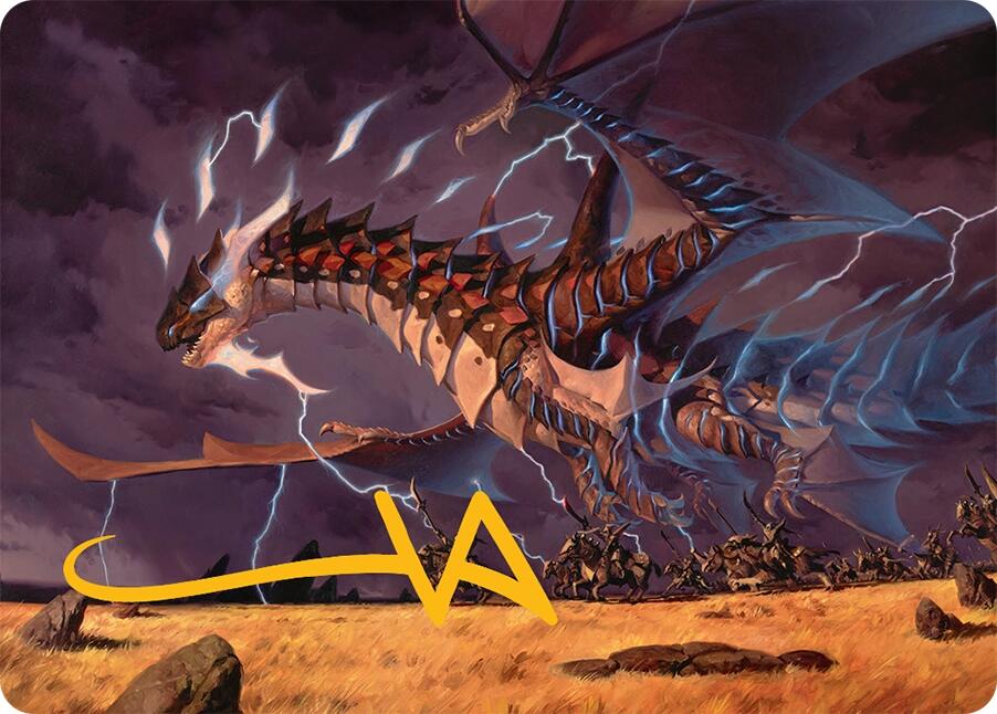 Neriv, Heart of the Storm Art Card (25/54) (Gold-Stamped Signature) [Tarkir: Dragonstorm Art Series] | Shuffle n Cut Hobbies & Games