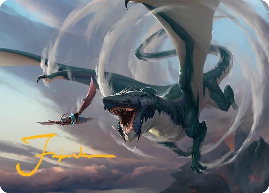 Whirlwing Stormbrood Art Card (27/54) (Gold-Stamped Signature) [Tarkir: Dragonstorm Art Series] | Shuffle n Cut Hobbies & Games
