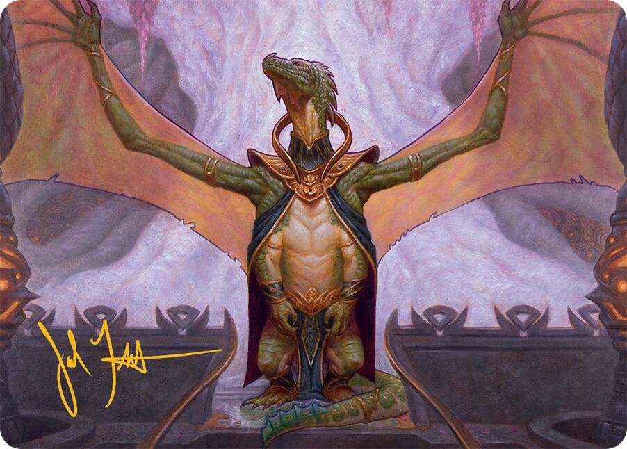 Kheru Goldkeeper Art Card (36/54) (Gold-Stamped Signature) [Tarkir: Dragonstorm Art Series] | Shuffle n Cut Hobbies & Games