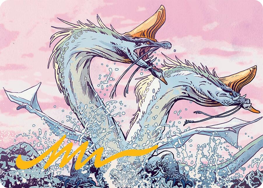 Twinmaw Stormbrood Art Card (39/54) (Gold-Stamped Signature) [Tarkir: Dragonstorm Art Series] | Shuffle n Cut Hobbies & Games