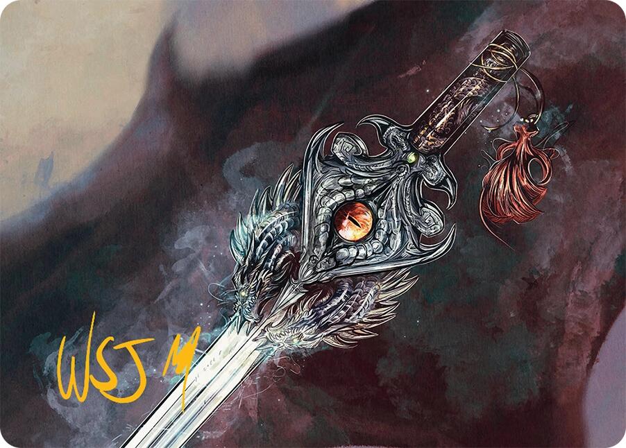 Dragonfire Blade Art Card (40/54) (Gold-Stamped Signature) [Tarkir: Dragonstorm Art Series] | Shuffle n Cut Hobbies & Games