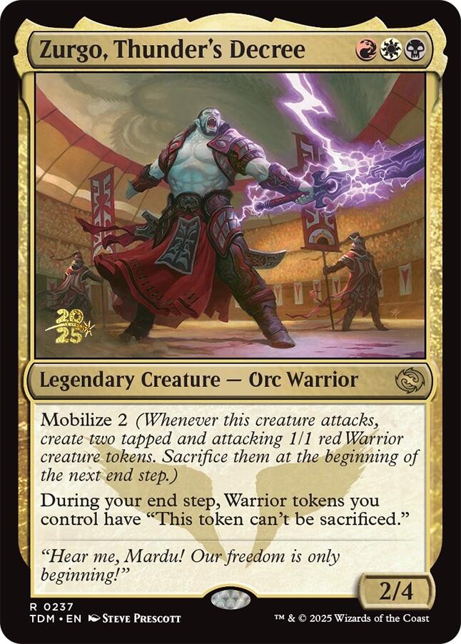 Zurgo, Thunder's Decree [Tarkir: Dragonstorm Prerelease Cards] | Shuffle n Cut Hobbies & Games