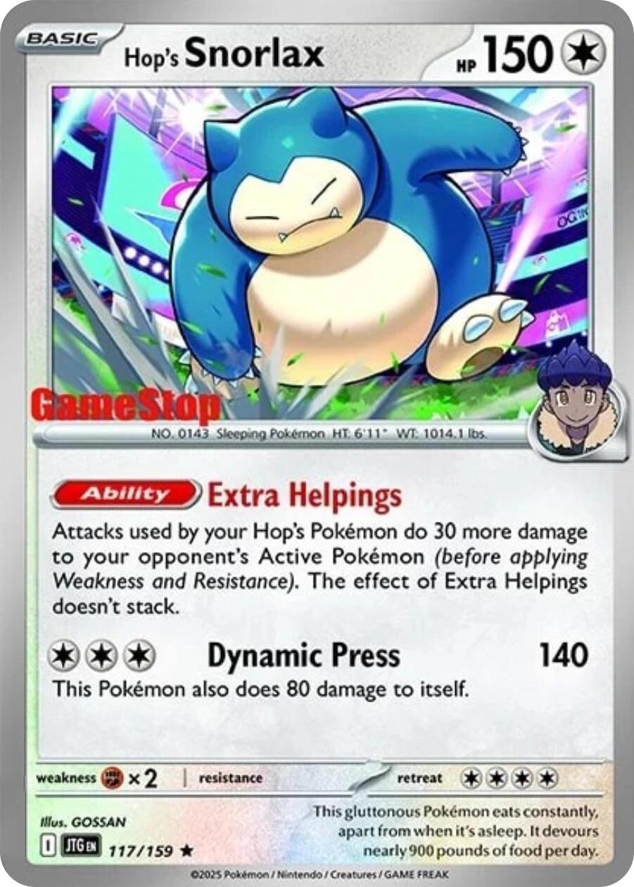 Hop's Snorlax (117/159) (GameStop) (Cosmos Holo) [Scarlet & Violet: Journey Together] | Shuffle n Cut Hobbies & Games