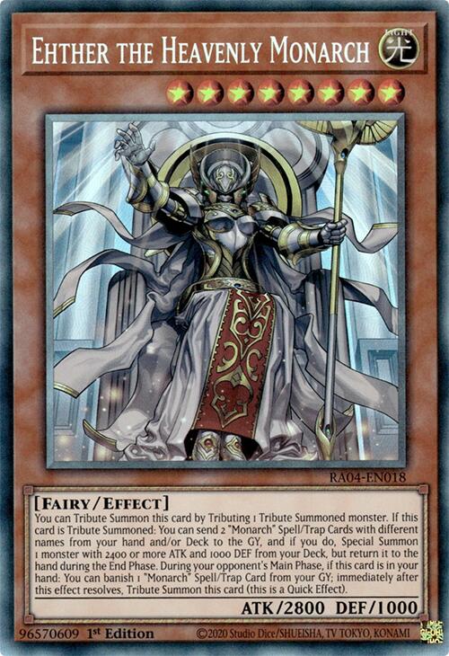 Ehther the Heavenly Monarch [RA04-EN018] Prismatic Collector's Rare | Shuffle n Cut Hobbies & Games