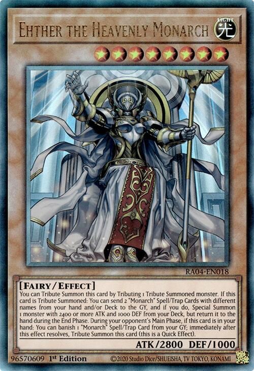 Ehther the Heavenly Monarch [RA04-EN018] Prismatic Ultimate Rare | Shuffle n Cut Hobbies & Games