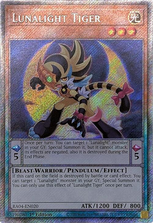 Lunalight Tiger [RA04-EN020] Platinum Secret Rare | Shuffle n Cut Hobbies & Games