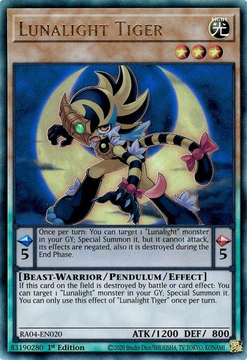 Lunalight Tiger [RA04-EN020] Prismatic Ultimate Rare | Shuffle n Cut Hobbies & Games