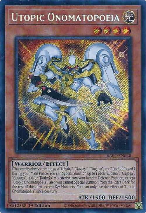Utopic Onomatopoeia [RA04-EN028] Secret Rare | Shuffle n Cut Hobbies & Games