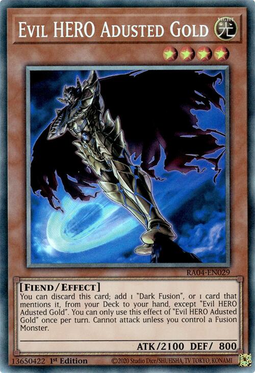 Evil HERO Adusted Gold [RA04-EN029] Prismatic Collector's Rare | Shuffle n Cut Hobbies & Games