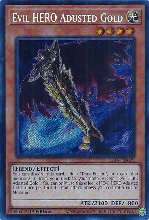 Evil HERO Adusted Gold [RA04-EN029] Secret Rare | Shuffle n Cut Hobbies & Games
